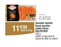 Cora DELPEYRAT Saumon mariné façon gravlax aneth citron 200 g Offres et Promotions