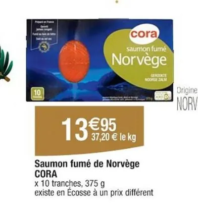 Cora CORA Saumon fumé de Norvège 375 g Offres et Promotions