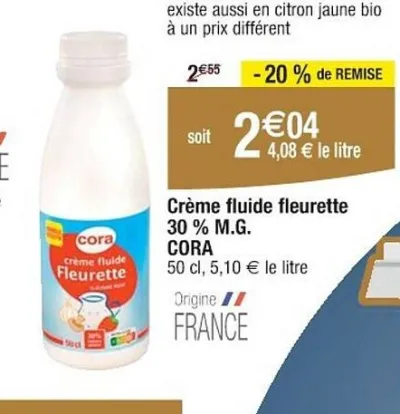 Cora CORA Crème fluide fleurette Offres et Promotions