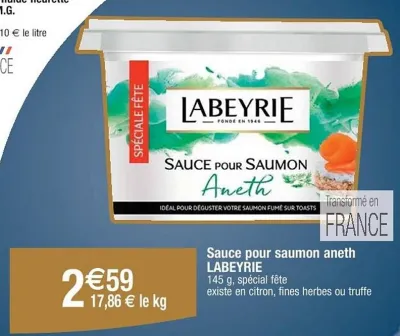 Cora LABEYRIE Sauce pour saumon aneth 145 g Offres et Promotions