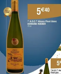 Cora DOMAINE HUEBER A.O.C Alsace Pinot blanc Offres et Promotions