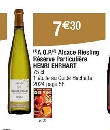 Cora HENRI EHRHART A.O.P Alsace Riesling Réserve Particulière Offres et Promotions