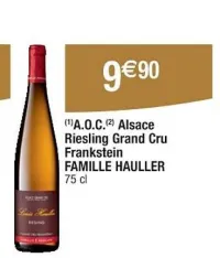 Cora FAMILLE HAULLER AO.C Alsace Riesling Grand Cru Frankstein Offres et Promotions