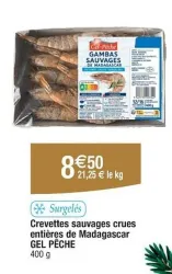 Cora GEL PÊCHE Crevettes sauvages crues entières de Madagascar 400 g Offres et Promotions