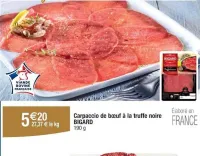 Cora BIGARD Carpaccio de bœuf à la truffe noire 190 g Offres et Promotions