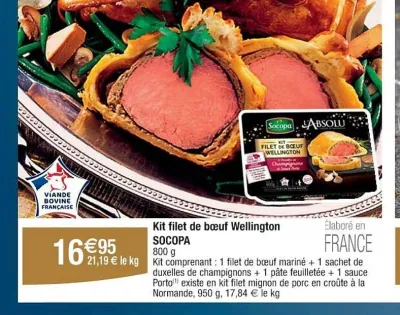 Cora SOCOPA Kit filet de bœuf Wellington 800 g Offres et Promotions