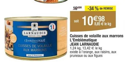 Cora JEAN LARNAUDIE Cuisses de volaille aux marrons L'Emblématique Offres et Promotions