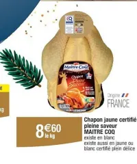 Cora MAITRE COQ Chapon jaune certifié pleine saveur Offres et Promotions