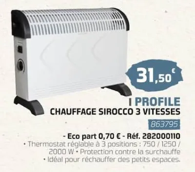 Eureka ma maison CHAUFFAGE SIROCCO 3 VITESSES Offres et Promotions