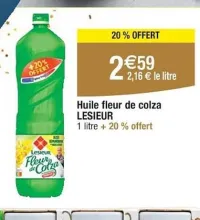 Cora LESIEUR Huile fleur de colza 1 l Offres et Promotions