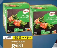 Cora CORA Fagots de haricots verts lardés 405 g Offres et Promotions