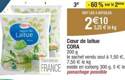 Cora CORA Cœur de laitue 200 g Offres et Promotions