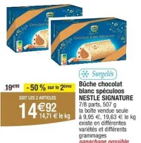 Cora NESTLE SIGNATURE Surgelés Bûche chocolat blanc spéculoos Offres et Promotions