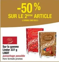 Cora LINDT Sur la gamme Lindor 337 g Offres et Promotions