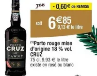 Cora CRUZ Porto rouge mise d'origine 18 % vol. 75 cl Offres et Promotions