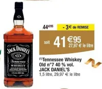 Cora JACK DANIEL'S Tennessee Whiskey Old n°7 40% vol. 1,5 litre Offres et Promotions