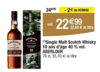 Cora ABERLOUR Single Malt Scotch Whisky 10 ans d'âge 40 % vol. 70 cl Offres et Promotions