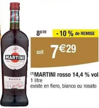 Cora MARTINI rosso 14,4 % vol. 1 litre Offres et Promotions