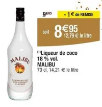 Cora MALIBU Liqueur de coco 18% vol. 70 cl Offres et Promotions