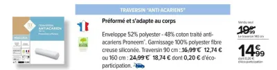 Carrefour Traversin "Anti-acariens" Offres et Promotions