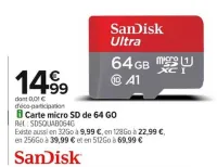 Carrefour Carte micro SD de 64 GO Offres et Promotions