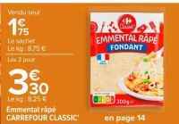 Carrefour Emmental râpé Offres et Promotions