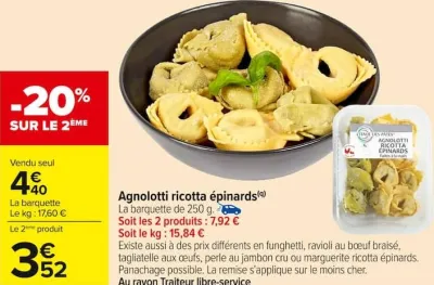 Carrefour Agnolotti ricotta épinards Offres et Promotions