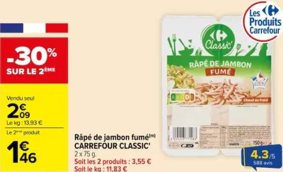 Carrefour Râpé de jambon fumé Offres et Promotions