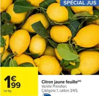 Carrefour Citron jaune feuille Offres et Promotions