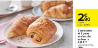 Carrefour 2 croissants et 2 pains au chocolat au beurre A.O.P. Offres et Promotions