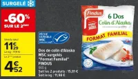 Carrefour Dos de colin d'Alaska MSC surgelés "Format Familial" Offres et Promotions