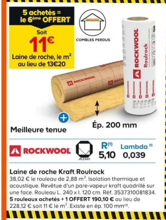 Castorama Laine de roche Kraft Roulrock Offres et Promotions