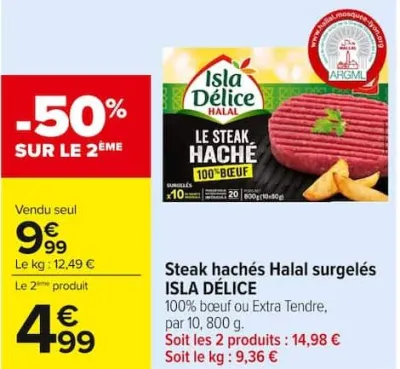 Carrefour Steak hachés Halal surgelés Offres et Promotions