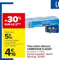 Carrefour Thon entier albacore Offres et Promotions