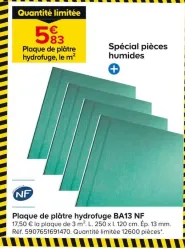 Castorama Plaque de plâtre hydrofuge BA13 Offres et Promotions