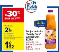 Carrefour Pur jus de fruits "Family Pack" Offres et Promotions