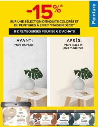 Castorama -15% SUR UNE SÉLECTION D’ENDUITS COLORÉS DE PEINTURES À EFFET “MAISON DÉCO” Offres et Promotions