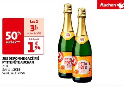 Auchan Hypermarché Jus De Pomme Gazéifié P'tite Fête Auchan Offres et Promotions