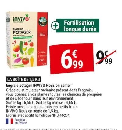 Gamm vert Engrais potager INVIVO Nous on sème Offres et Promotions