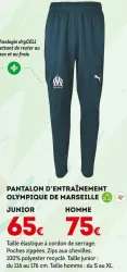 Sport 2000 PANTALON D’ENTRAÎNEMENT OLYMPIQUE DE MARSEILLE Offres et Promotions