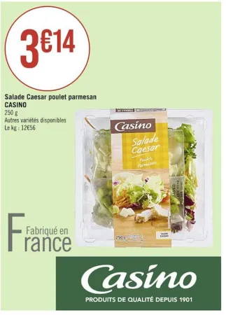 Casino Supermarchés Salade Caesar poulet parmesan Offres et Promotions