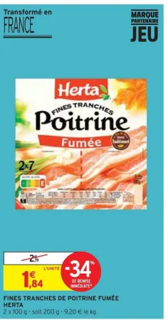 Intermarché FINES TRANCHES DE POITRINE FUMÉE Offres et Promotions