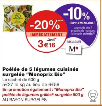 Monoprix Poêlée de 5 légumes cuisinés surgelée Offres et Promotions