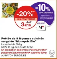 Monoprix Poêlée de 5 légumes cuisinés surgelée Offres et Promotions