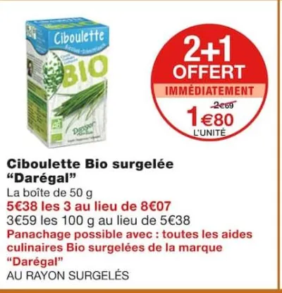 Monoprix Ciboulette Bio surgelée Offres et Promotions