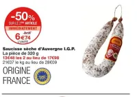 Monoprix Saucisse sèche d'Auvergne I.G.P. Offres et Promotions