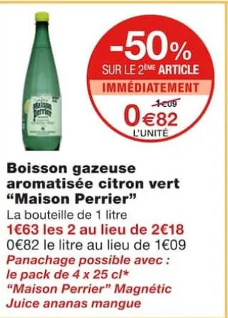 Monoprix Boisson gazeuse aromatisée citron vert Offres et Promotions