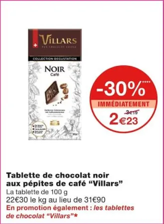 Monoprix Tablette de chocolat noir aux pépites de café Offres et Promotions