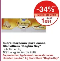 Monoprix Sucre morceaux pure canne Blonvilliers Offres et Promotions