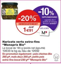 Monoprix Haricots verts extra-fins Offres et Promotions